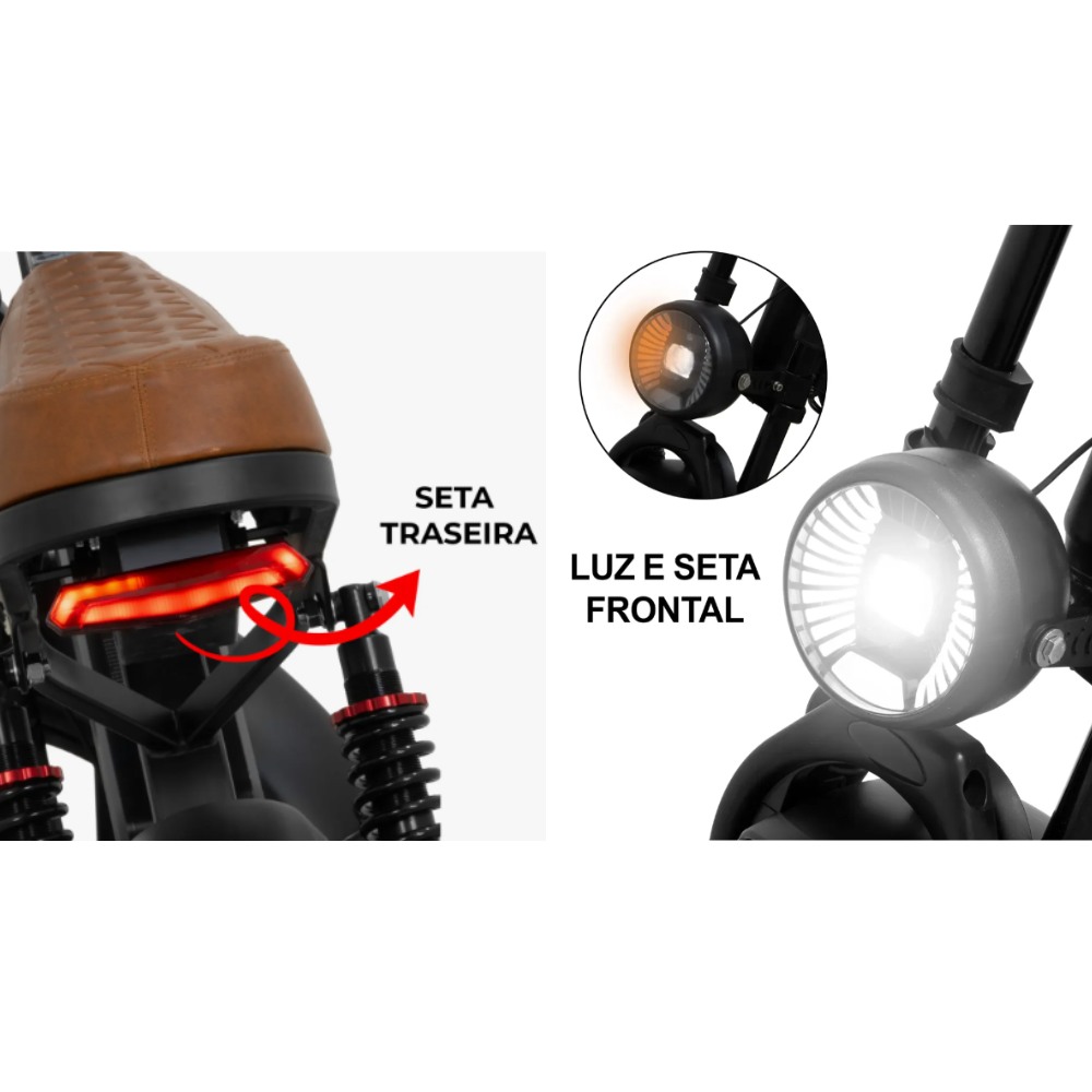 setas traseiras e dianteiras da Bicicleta Bike Elétrica V9 Max